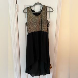 Hi-low Metallic Cocktail Dress (Blu Pepper)